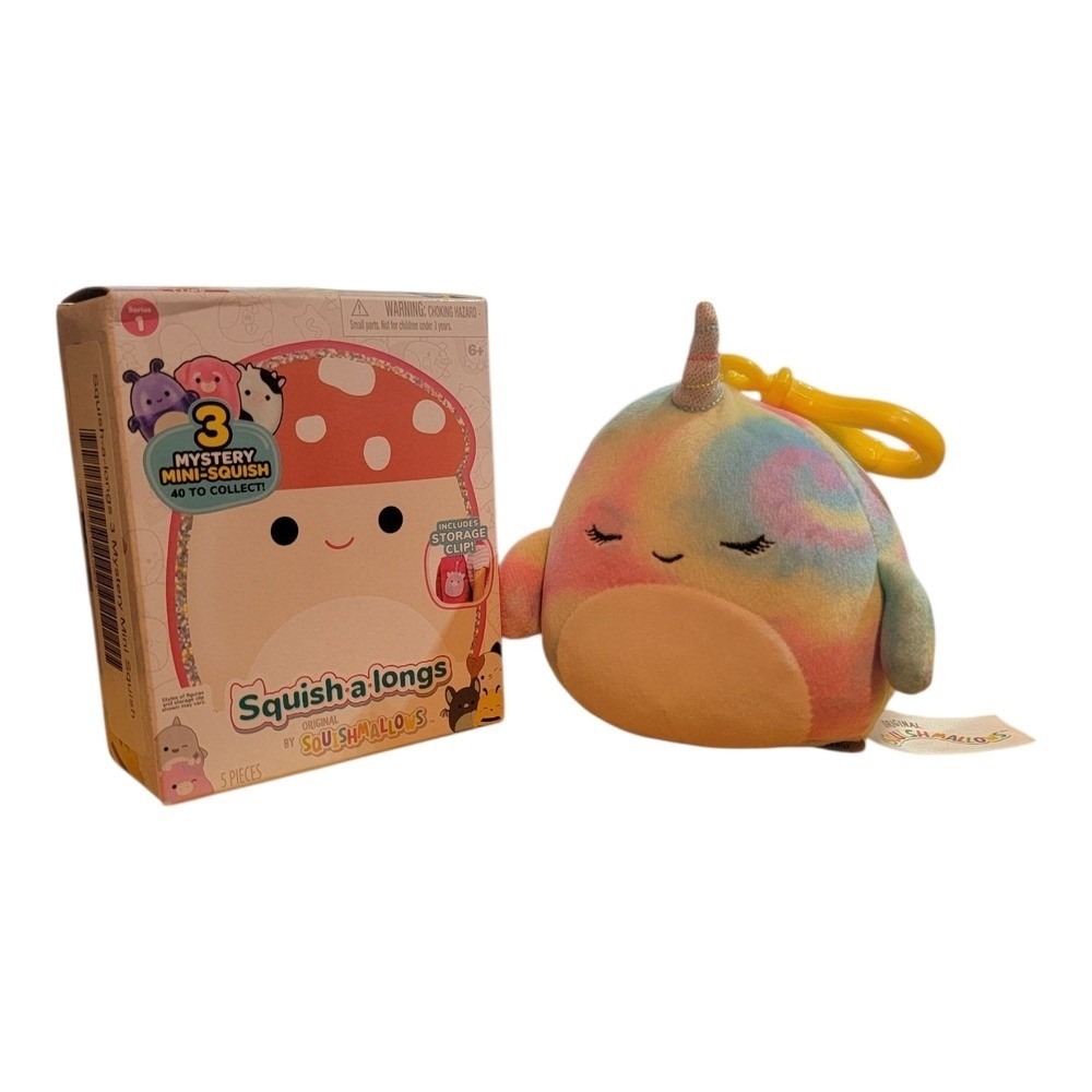 Squishmallows Ter Narwhal Clip &‎ Squish-a-longs Series 1 Mystery Pack Kids NEW